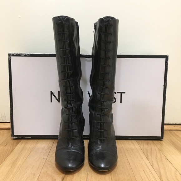 Nine West Waterfall Leather Lacefront Boots - Picture 2 of 5